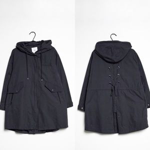 NWT Mango • Navy corset back parka size small